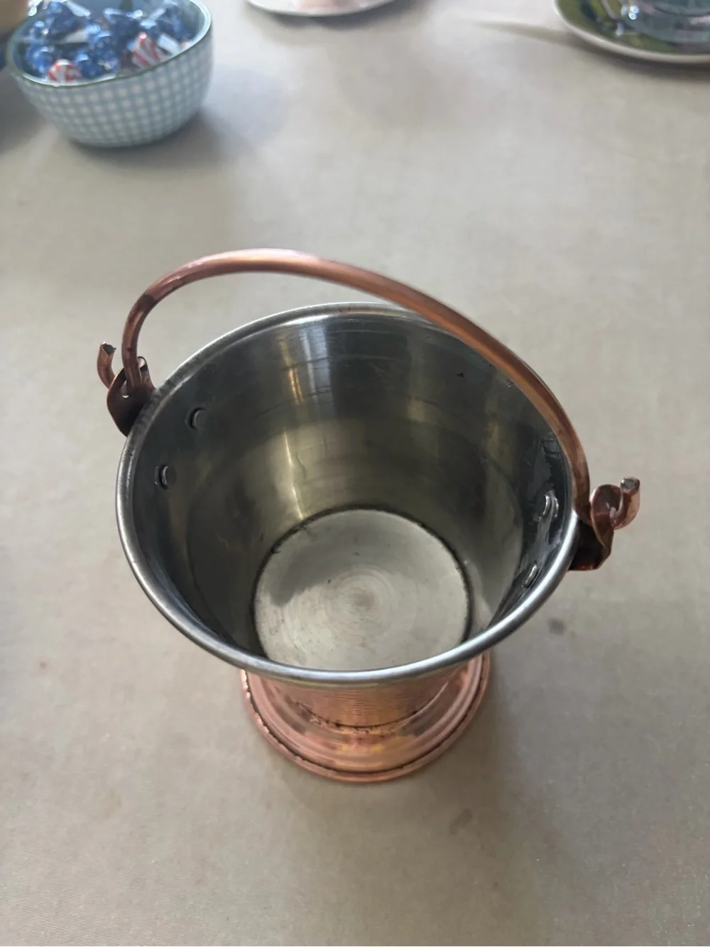 Hand-Hammered Copper Mini Bucket - Picture 4 of 7